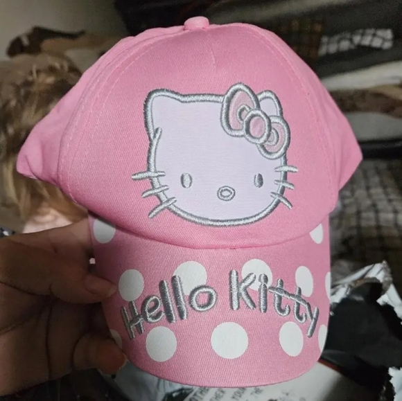 COPY - New pink polka dot childrens adjustable Hello Kitty cat baseball cap hat - Picture 2 of 3